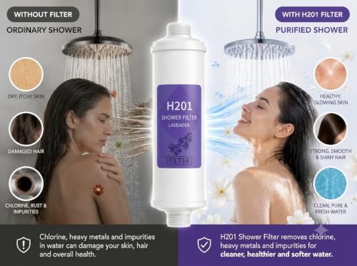 Image of Grofilo Vitamin Shower Filter Lavender | Made in South Korea | Vitamin C & Glycerin | Hard Water Shower Filter | Removes Chlorine, Rust & Odor | Soft Skin, Smooth Hair | Aromatherapy