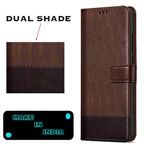 Image of SHINESTAR Ultimate Dual Shade Leather Finish Flip Back Cover for Nokia G42 5G | Inside TPU & Inbuilt Stand | Wallet Style Back Cover for Nokia G42 5G Flip Cover | - Brown