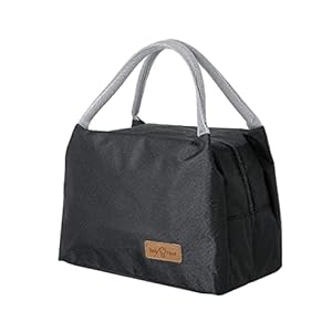 Lunch Bag Insulated Tiffin Bag Storage Bag for Office, College, School & Travel Portable Picnic Bag for Women/Men/Students/Kids 27x16x19cm (Black)