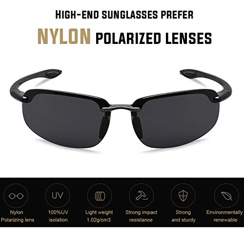 JULI Sports Sunglasses for Men Women Tr90 Rimless Frame for Running Fishing Baseball Driving MJ80013