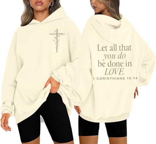 ASTANFY Christian Sweatshirts for Women Jesus Religious Faith Hoodies Inspirational Graphic Tee Long Sleeve Pullover Shirts