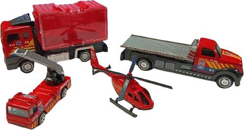 Bestie toys Fire Car Set Die Cast Fire Rescue Metal Vehicle Team Truck/Lift Truck, Helicopter Toys Set(Pack of 4) (B0DB6574X2) Amazon Price History, Amazon Price Tracker