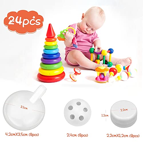 Kuscheltiere Quietscher Rasselbällen, Knisterfolie Rassel zum Einnähen, Baby Rasselkugeln Rasseldosen Einnähen Füllmaterial Spielzeug, Babyspielzeugzubehör, Stofftiere Noise Squeakers, 24 Stück