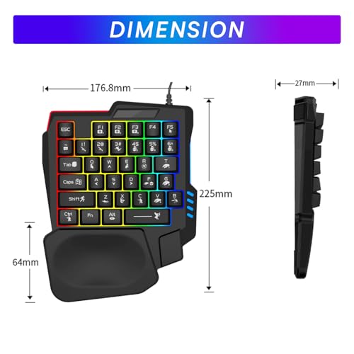 Image of Mobile Game Mini Gaming Keyboard | One Handed Portable Mini Gamer Keypad for Game Controller for Gamer (Gaming Keyboard)