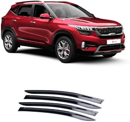 Empica Car Window Door Visor |Rain Guard Side Wind Deflector Compatible With Kia Seltos (Set of 4 Pcs, Black)