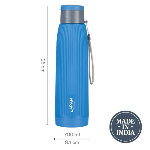 Image of Larah by Borosil 700 ml Lava Blue Stainless Steel Water Bottle | Made in India Pu Insulated Thermoware | Leakproof, BPA Free| Bottle for Office, School, College & Gym, Daily Use | 1 Year Warranty
