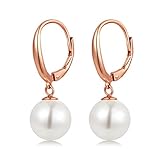 Perlen Ohrringe Damen Perlenohrringe Rosegold Damen Hängend 925 Sterling Silber Hängend Muscheln Perle Zirkonia Perlen Ohrringe Für Damen Mädchen