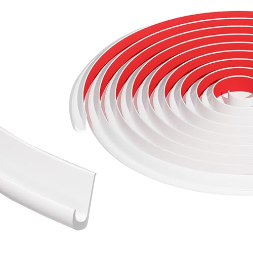 16 FT 3/4 Inch White PVC RV Rain Gutter Compatible with mini Gutters for Sheds, Rv Gutter, Car Rain Gutter, Adhesive Backing, Flexible J Shape Trim Molding Effectively Control Stormwater Discharge