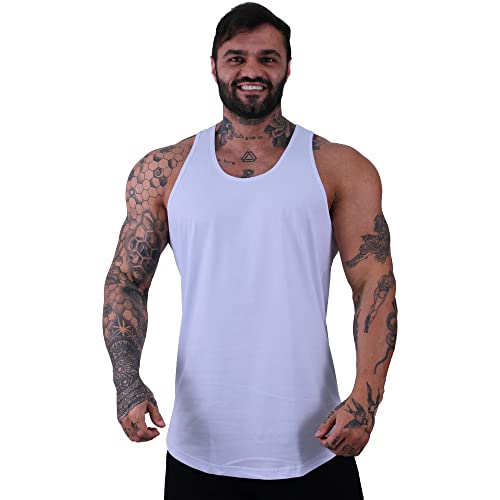 Regata Longline Cavada Masculina MXD Conceito Lisa da Moda Academia Blusa Camiseta (G, Opção 02)