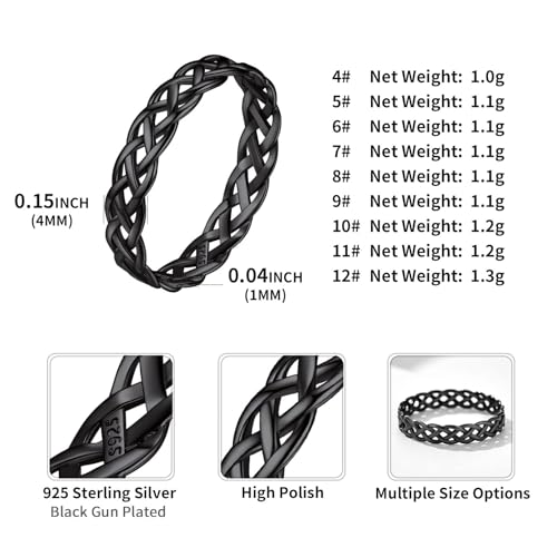 ChicSilver 925 Sterling Silver Celtic Knot Eternity Wedding Band for Women, 4 mm Wide, Size 4-12 (with Gift Box)4