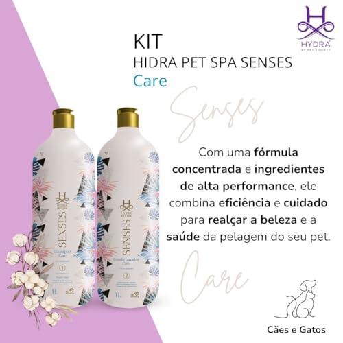 Hydra Pet Spa Senses Care Kit Shampoo e Condicionador para Pets, 1L cada, Pet Society