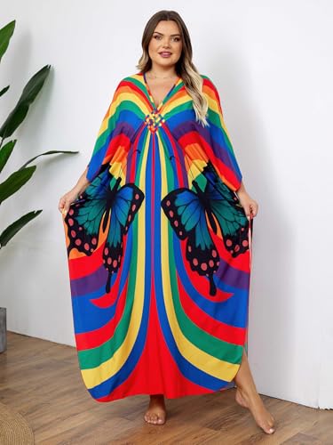 Image of Kaftan Dress for Women - Plus Size Caftan Maxi Beach Dress Moo Moos Loungewear, Swimsuit Cover Up for Beach, Pool or Vacation