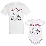 vespa et3 jeans valore  La Ruotante Coppia T-Shirt e Body Neonato Maniche Corte Tale Padre Figlio Adatto per Vespa 50 Special Coordinato - Body 12-18 Mesi, 4XL