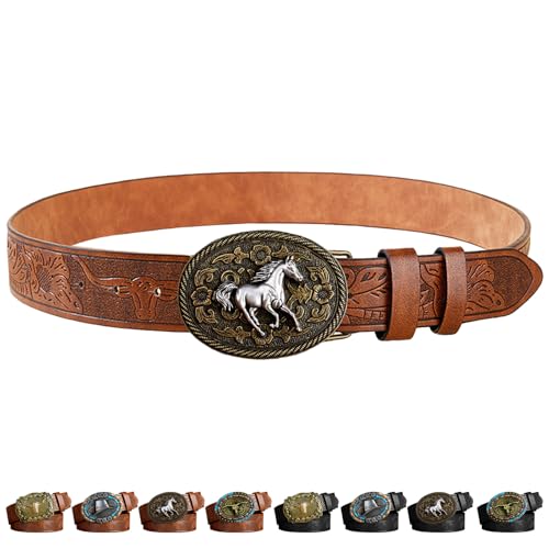 AUNGKWANG Cintura in Pelle Western con Fibbia da...