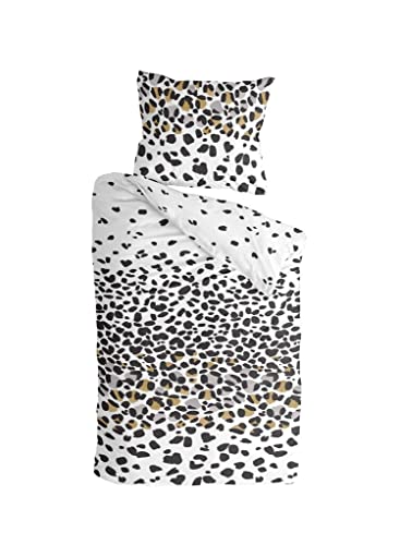 Byrklund Bettwäsche-Set - Größe 135x200, 100% Baumwolle - Jungle Rocks - Weiche und Angenehme Bettwäsche Set mit 80x80 Kissenbezug, Reißverschluss - Weiß Cover