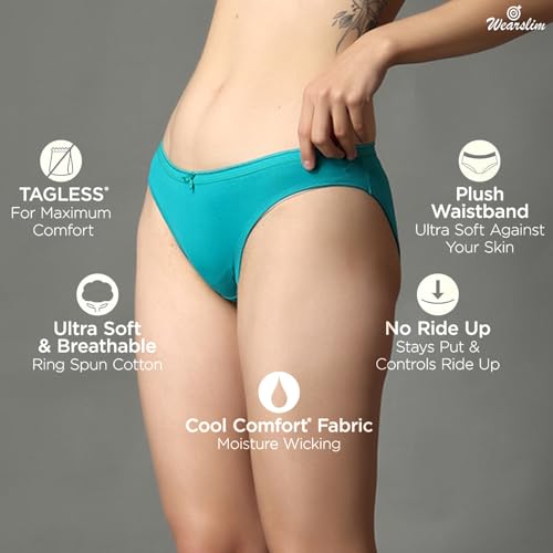 Image of Wearslim Premium Women Soft and Comfortable Women's Cotton Bikini No Show Panty | Ladies Invisible Breathable Briefs Soft Stretch Hipster Underwear