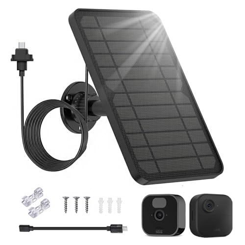 Tyeyober 1 Panneau Solaire pour caméra, Panneau Solaire étanche Compatible avec caméra extérieure Blink Outdoor 4 (4e génération), avec câble d'alimentation extérieur de 4 m et Support réglable