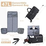 Garment Bags with Wheels, Garment Convertible Weekender Bags, Large Carry On Garment Bags for Travel, Duffle Bag Garment Bag (Black, Medium) - Image 2
