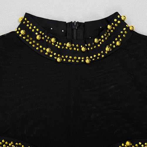 Image of PORRCEY Women's Sexy Elegant Rhinestone Bodycon Dress Hot Drilling Clubwear