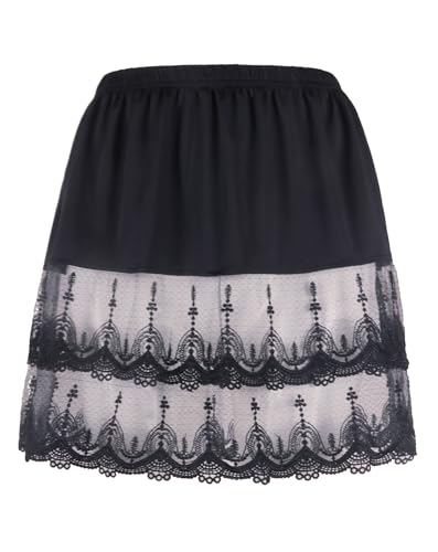 Image of Vanrose Jan Womens Lace Shirt Extender See Through Lace Underskirts Layering Half Slip Clothing Accessories