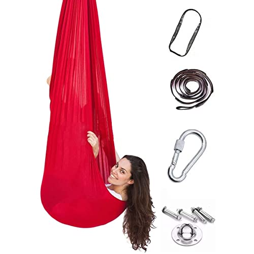 Swing Hammock Intérieur Humel Sensorial Swing Adapté À L'autisme, Adhd, Le Syndrome D'asperger (Color : Red, Size : 150x280CM/59x110in) Cover