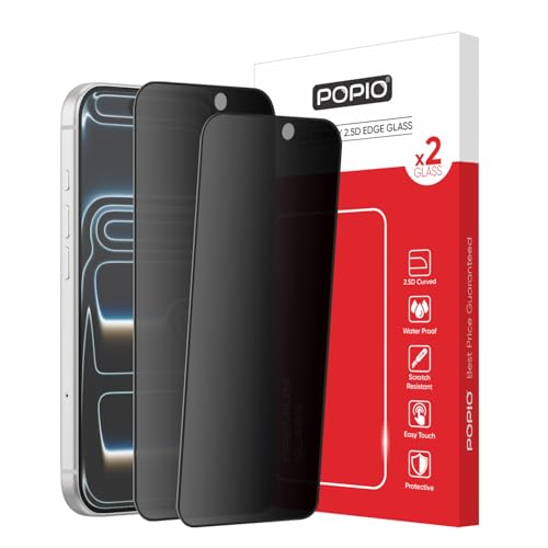 Image of POPIO Xtreme Privacy Pack of 2 Tempered Glass for iPhone 16 Pro / 17 /17 Pro | 9H Hardness, Edge-to-Edge Coverage, Anti-Scratch, Anti-Spy