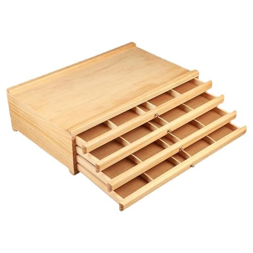 4 Schublade Holz Künstler Supply Aufbewahrungsbox,Holz Künstler Malkoffer Supply Storage Box 40x26x12 cm Für Pastellstifte,Bleistifte,Stifte,Marker,Pinsel,4 Schubladen,Tragbar