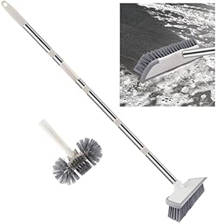 Clonynix Floor Scrub Brush with Squeegee, Floor Brush Scrubber with 62'' Firm and Long Handle, Shower Cleaning Brush for Bathroom, Patio, Kitchen, Tile, Wall and Deck-Extra All Purpose Scrub Brush
