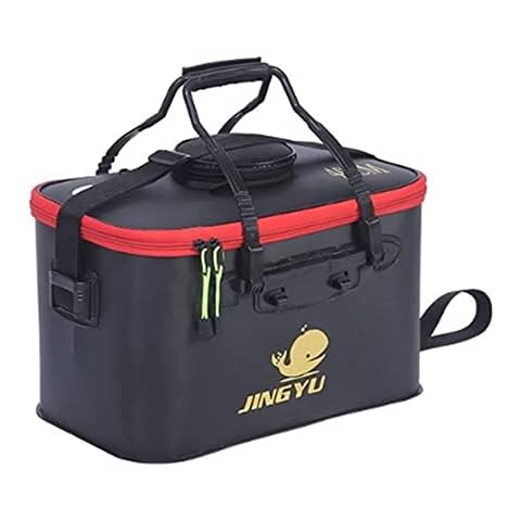 TangDao Foldable Fishing Bucket with Oxygen Pump -Collapsible Water Bucket for Fishing-Multifunctional Portable Fishing Bucket-EVA Fishing Bag (Black, S (40cm*25cm*25cm)) Cover