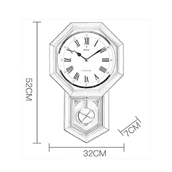Glzcy00 pendel väggklocka batteridriven kvarts trä pendelklocka, ljudlös, dekorativ väggklocka pendel, ek ljus traditionell sko väggklocka, antik kvarts akterbör Feng Shui Clock (färg: A)