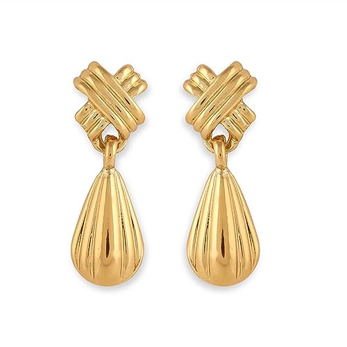 The Fun Company Spitfire Small Gold Plated Dangler Earrings For Women/Girls | Lightweight And Stylish Jewellery | Beautiful Latest Accessories For Office & Casual Wear