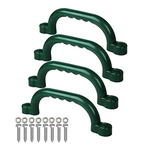 Ymeibe Playground Safety Handles Set, Set of 4 Swing Set Kids Safety Hand Grips for Playset, Grab Handle Bars for Kids Outdoor Games, Jungle Gym, Climbing Frame, Play House Handles (Dark Green)