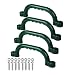 Ymeibe 10 inch Kids Play Handles with Hand Grips Solid Playground Playset Safety Handles Ideal for Climbing Frame Tree House Dens Play House (Dark Green/2 Pair)