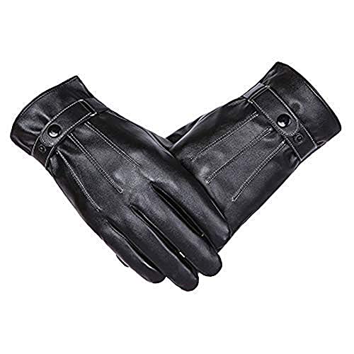 Mocofo Damen Herren Touchscreen-Handschuhe, für den Winter, warmes Leder, Winddicht, PU, Männer Cover