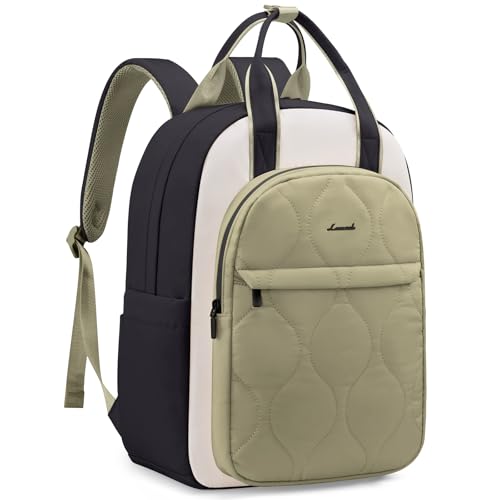 LOVEVOOK Mochila para mujer de 15,6 pulgadas, mochila escolar impermeable para niñas, adolescentes, con compartimento para portátil, mochila de viaje para universidad, oficina y ocio, B-beige verde