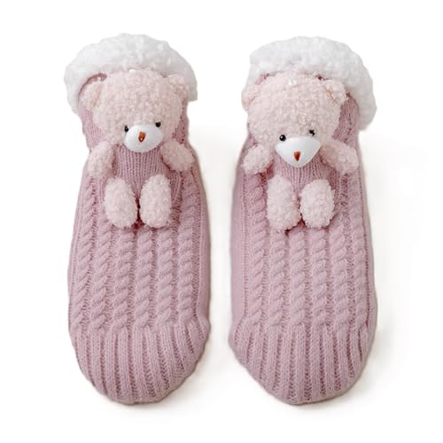 Image of Cute Slipper Socks for Women, Winter Warm Floor Fuzzy Socks, Cozy Sherpa Slipper Socks, House Sleeping Socks
