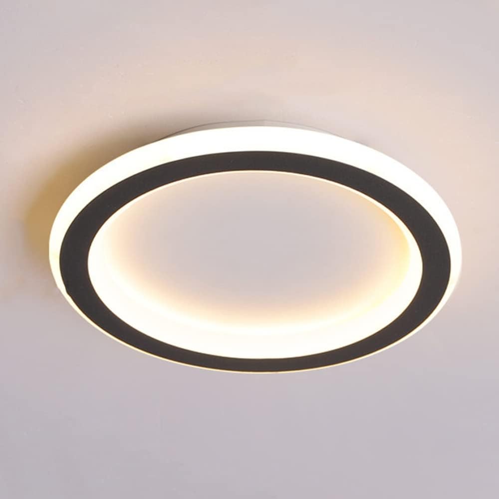 COSRUB Modern Round LED Ceiling Lamps, Dusk to Dawn Motion Sensing Ceiling Lighting Nordic Small Close to Ceiling Light Fixtures for Hallway Entryway Balconies(Black,6000K)