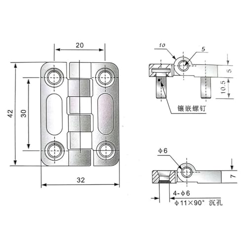 Charnière armoire électrique CL209C pour porte lourde inox - 7