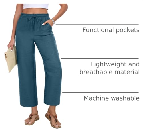 Image of EDUWU Women Casual Pants Loose High Waist Cropped Palazzo Beach Pants Summer Outfits 2026 Trendy