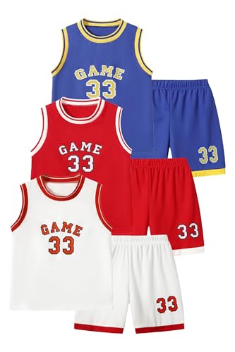Image of Boys' Active Shorts Set 6 Pieces Athletic Jersey Tank Top and Basketball Shorts Set 4-12Y