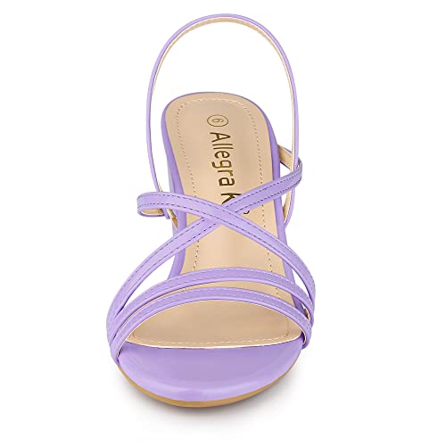 Allegra K Allegra K Women's Strappy Slingback Chunky Heels Purple Sandals 9.5 M US
