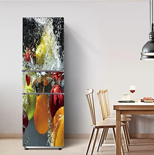 ydmxll Macaron Fruit Colorful Adhesive Film Freezer Door Poster Vinyl Kitchen Fridge Cover Stickers Refrigerator Wallpaper