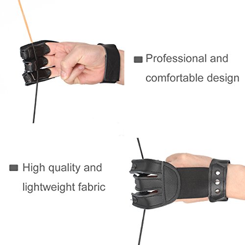 Kratarc Adult Youth Archery Leather Gloves Finge Arrow Bow Archery Accessories (Black-Youth Size) #TOP2