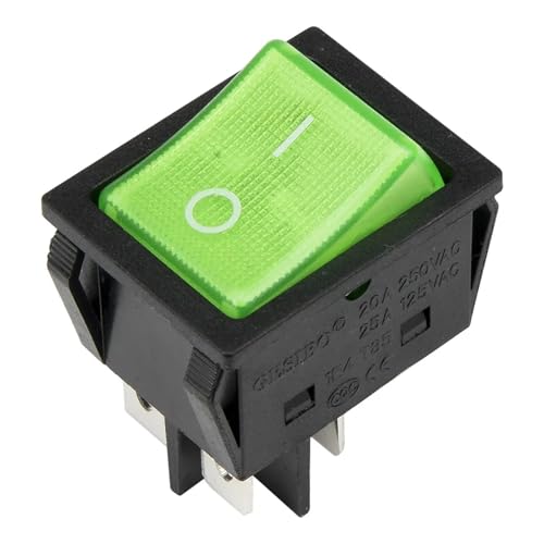 Interrupteur à bascule 4 broches 220V vert KCD4 pour circuit de bateau 30x22mm