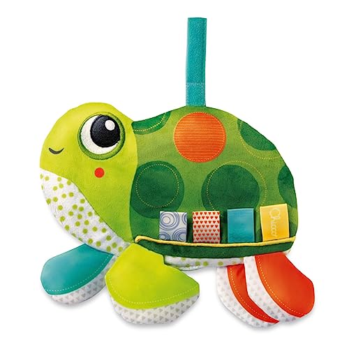 Chicco Mi Primera Tortuguita, Sonajero de Tela con Etiquetas, Juguete para Bebés con Diferentes Texturas, Sonido Sonajero en Interior, Juguete Bebés 3 Meses, Tortuga Multicolor