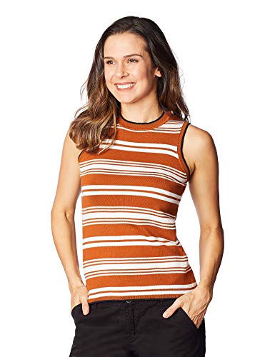 Regata Gola Alta Listrada, Hering, Feminino, Caramelo/Off, P