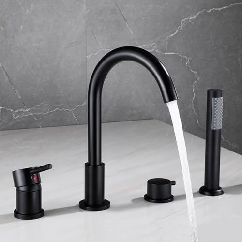 Mitigeur de douche baignoire noir avec ensemble pommeau mural