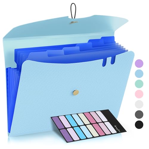 Sooez 7 Pocket Accordion File Organizer, Premium Expanding File Folder