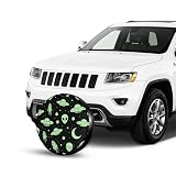 Green Alien Moon UFO Universal Tire Cover - Waterproof, UV Resistant, Dustproof for Jeep SUV Truck Trailer 15 inch