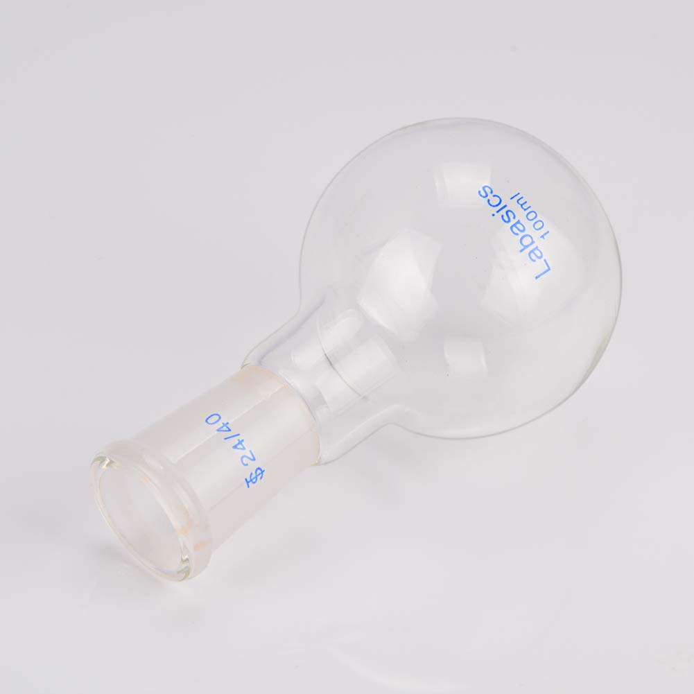 Labasics 100ml Vetro Pallone Laboratorio a Fondo Piatto a Collo Singolo, Single Neck Flat Bottom Boiling Flask Matraccio da laboratorio con Giunto Esterno Conico Standard 24/40-100ml